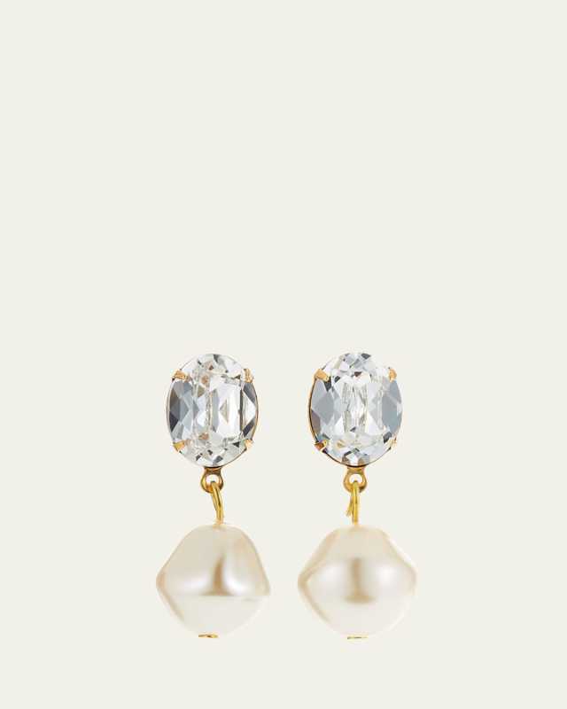 Tunis Crystal-Pearl Drop Earrings